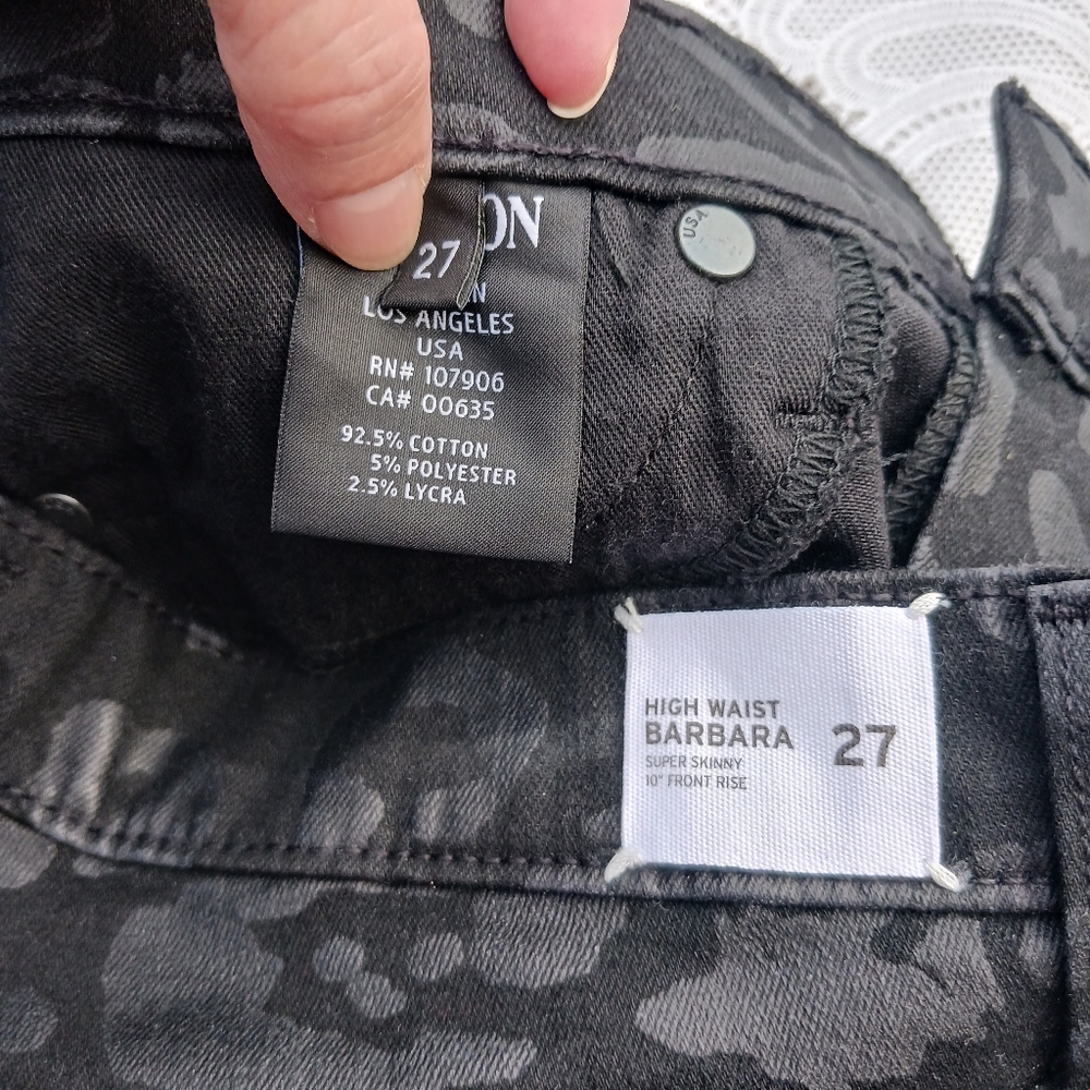 Hudson Barbara High Waist Super Skinny Jeans Sz 27 Black Print - Picture 6 of 14